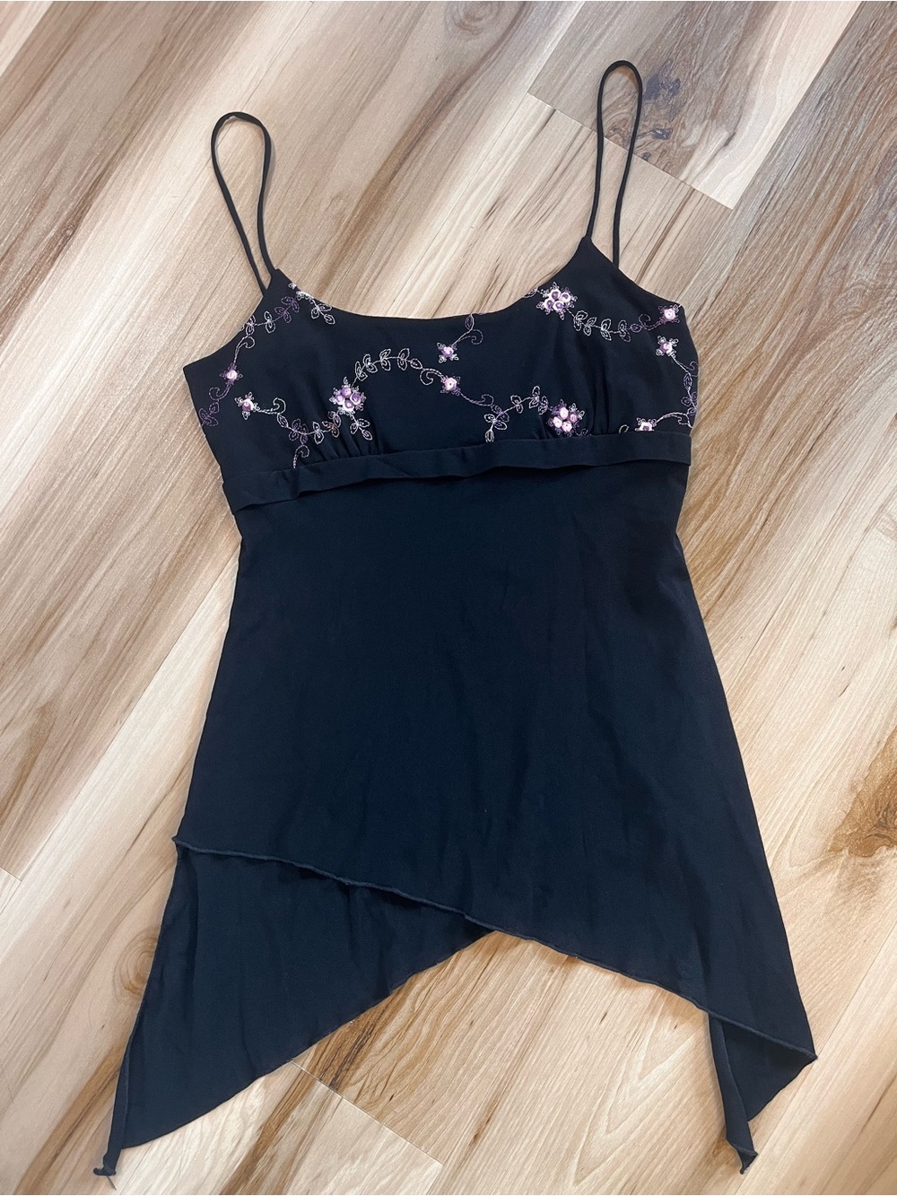LA Express Y2K Large L Fairycore Whimsigoth Handkerchief Top Asymmetrical Floral